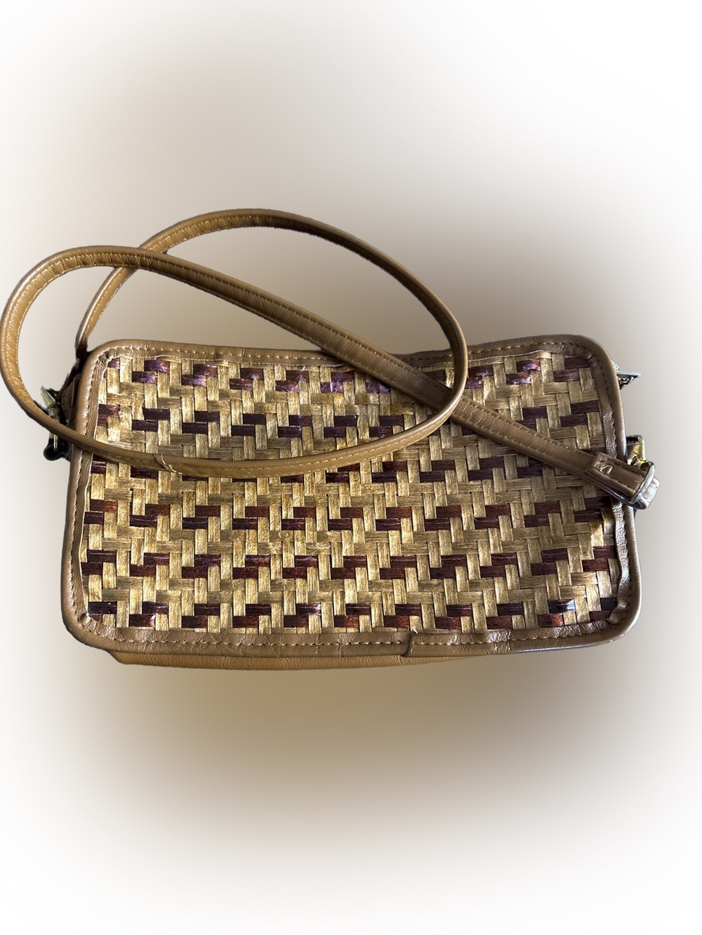 Source Unknown Brown and Purple Woven Shoulder Bag